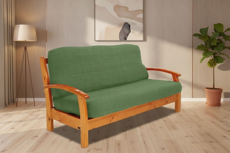 Funda elástica para sofá cama nido con brazos de madera