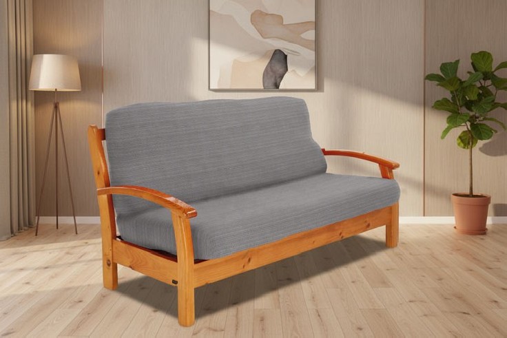 Funda elástica para sofá cama nido con brazos de madera