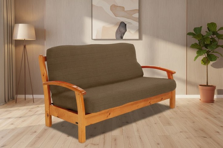 Funda elástica para sofá cama nido con brazos de madera
