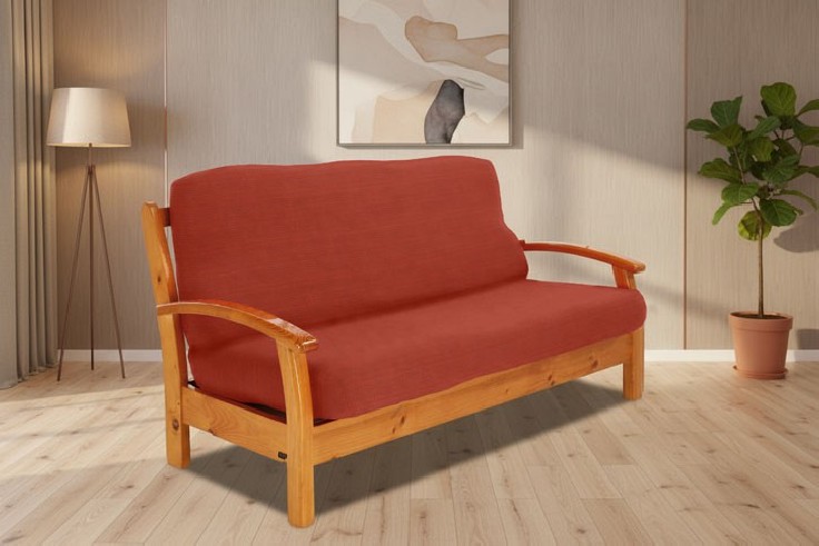 Funda elástica para sofá cama nido con brazos de madera