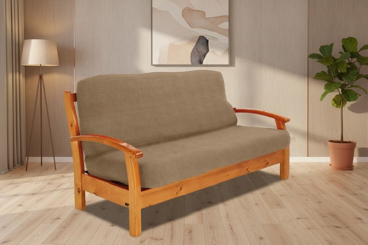 Funda elástica para sofá cama nido con brazos de madera