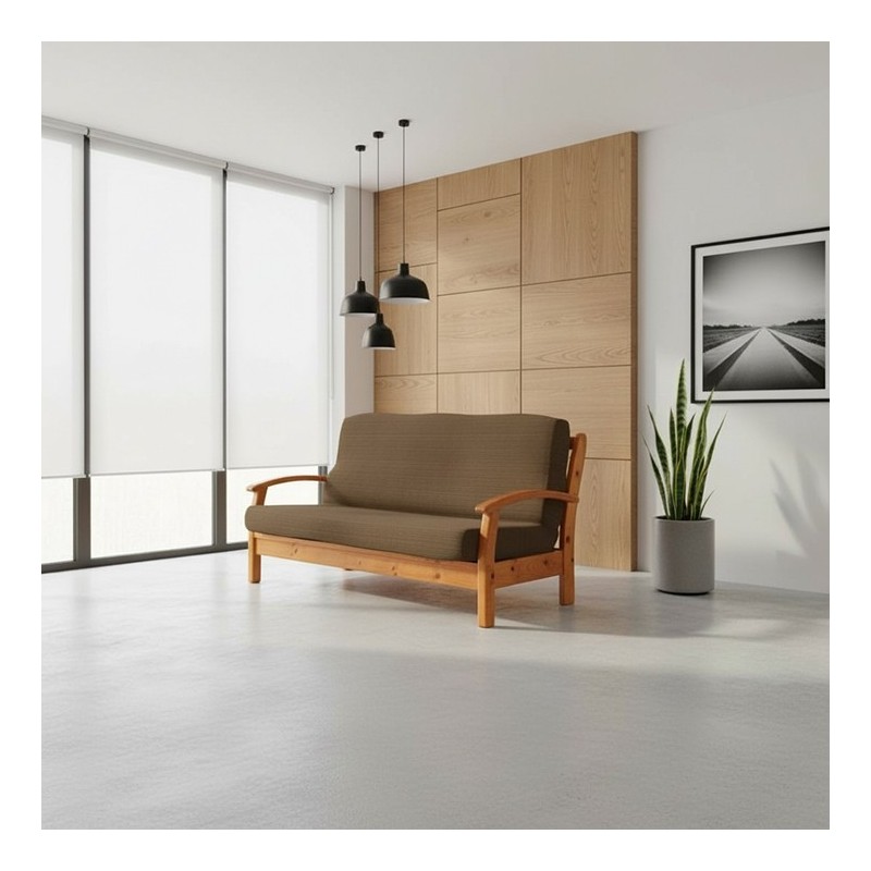 Funda elástica para sofá cama nido con brazos de madera Funda elástica para sofá cama nido con brazos de madera