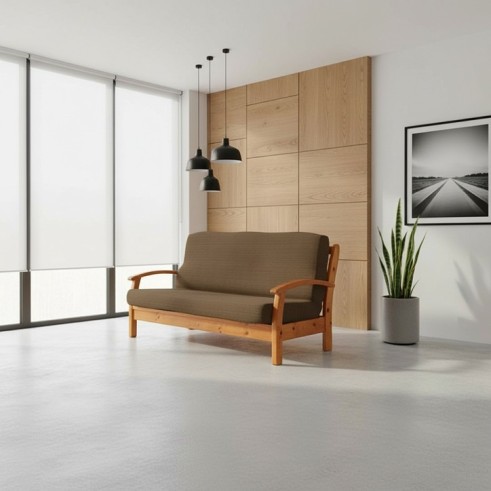 Funda elástica para sofá cama nido con brazos de madera