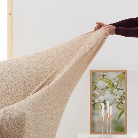 Funda superelástica para sofá cama nido con brazos de madera – Modelo Roc