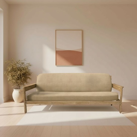 Funda elástica para sofá cama nido con brazos de madera – Modelo Ulises