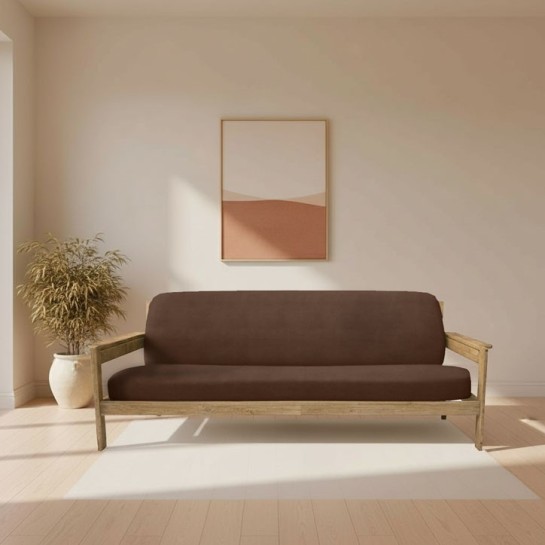 Funda elástica para sofá cama nido con brazos de madera – Modelo Ulises