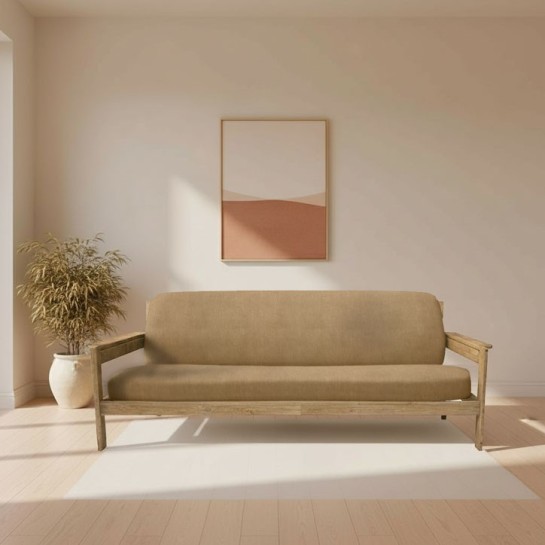 Funda elástica para sofá cama nido con brazos de madera – Modelo Ulises