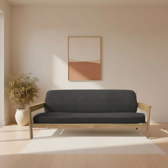 Funda elástica para sofá cama nido con brazos de madera – Modelo Ulises