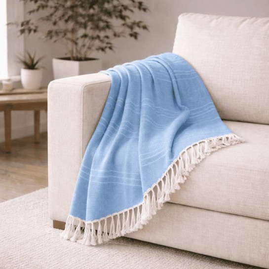 Plaid Foulard Multiusos para sofá y cama con flecos