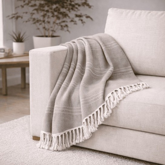 Plaid Foulard Multiusos para sofá y cama con flecos