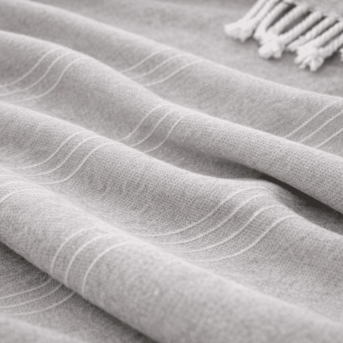 Plaid Foulard multiusos con flecos — Algodón y poliéster para sofá y cama