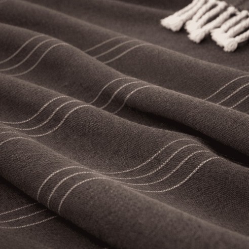 Plaid Foulard multiusos con flecos — Algodón y poliéster para sofá y cama