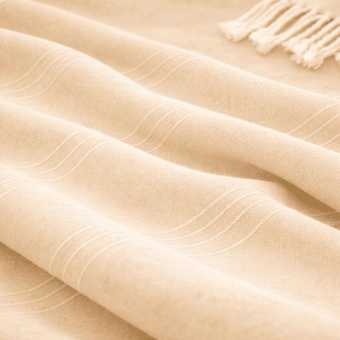 Plaid Foulard multiusos con flecos — Algodón y poliéster para sofá y cama