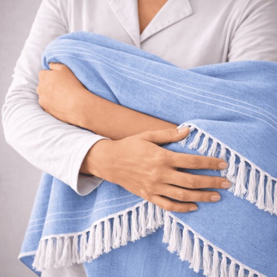 Plaid Foulard Multiusos para sofá y cama con flecos