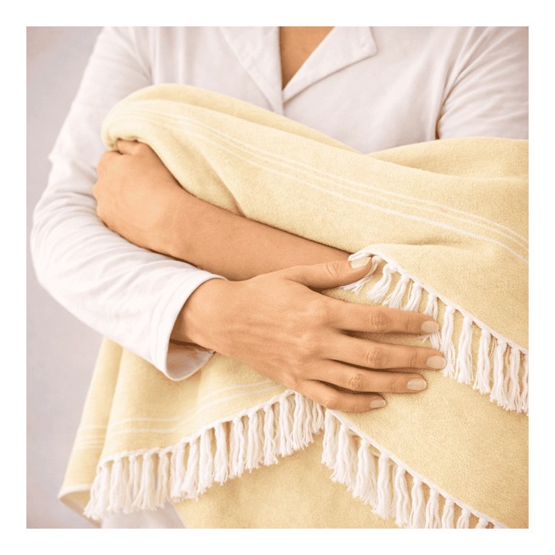 Plaid Foulard multiusos con flecos — Algodón y poliéster para sofá y cama