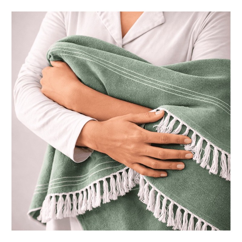 Plaid Foulard multiusos con flecos — Algodón y poliéster para sofá y cama Plaid Foulard multiusos con flecos — Algodón y poliéster para sofá y cama