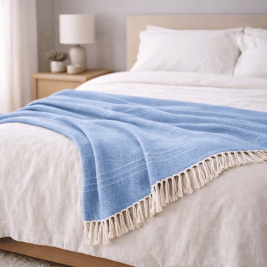 Plaid Foulard Multiusos para sofá y cama con flecos