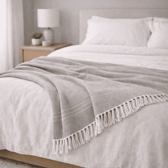 Plaid Foulard Multiusos para sofá y cama con flecos