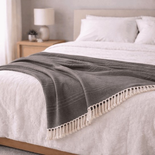 Plaid Foulard Multiusos para sofá y cama con flecos