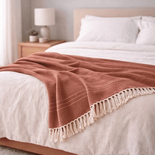 Plaid Foulard Multiusos para sofá y cama con flecos