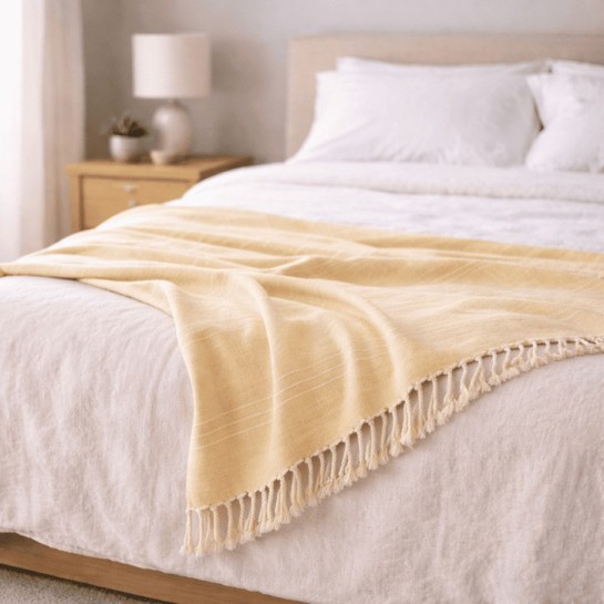 Plaid Foulard Multiusos para sofá y cama con flecos