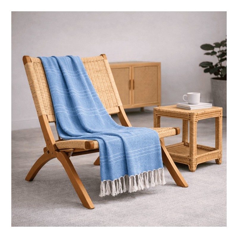 Plaid Foulard multiusos con flecos — Algodón y poliéster para sofá y cama