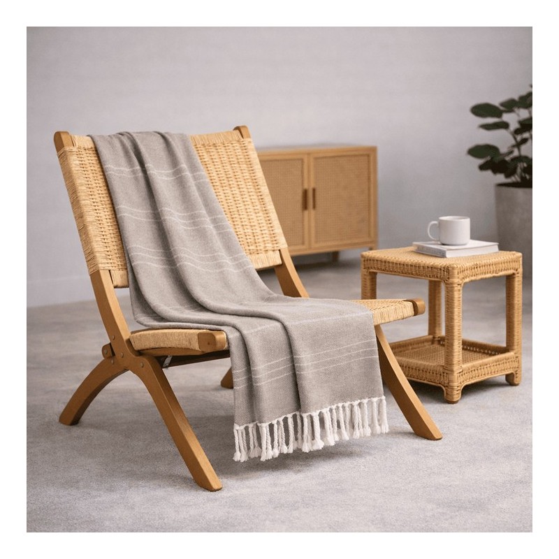 Plaid Foulard multiusos con flecos — Algodón y poliéster para sofá y cama Plaid Foulard multiusos con flecos — Algodón y poliéster para sofá y cama