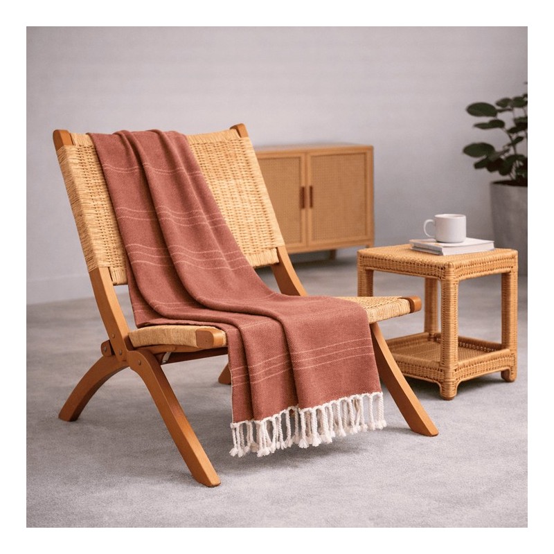 Plaid Foulard multiusos con flecos — Algodón y poliéster para sofá y cama Plaid Foulard multiusos con flecos — Algodón y poliéster para sofá y cama