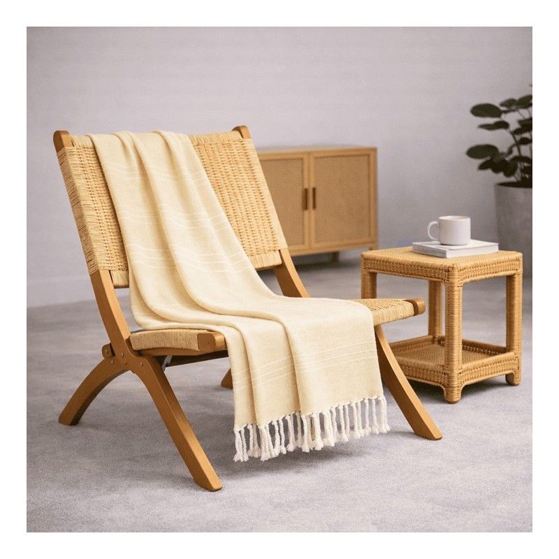 Plaid Foulard multiusos con flecos — Algodón y poliéster para sofá y cama