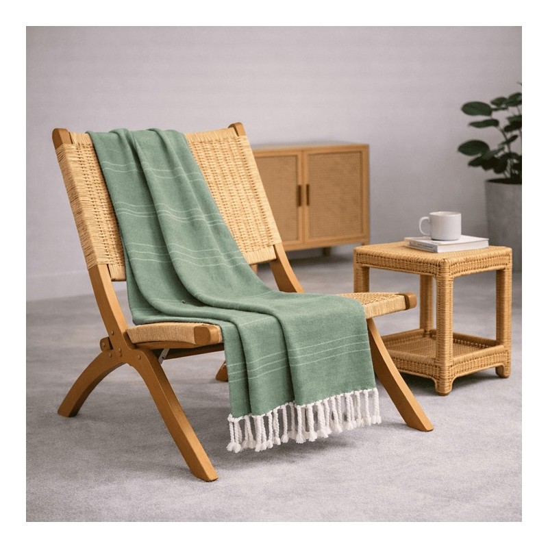 Plaid Foulard multiusos con flecos — Algodón y poliéster para sofá y cama Plaid Foulard multiusos con flecos — Algodón y poliéster para sofá y cama