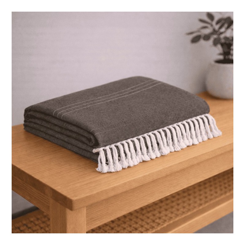 Plaid Foulard multiusos con flecos — Algodón y poliéster para sofá y cama