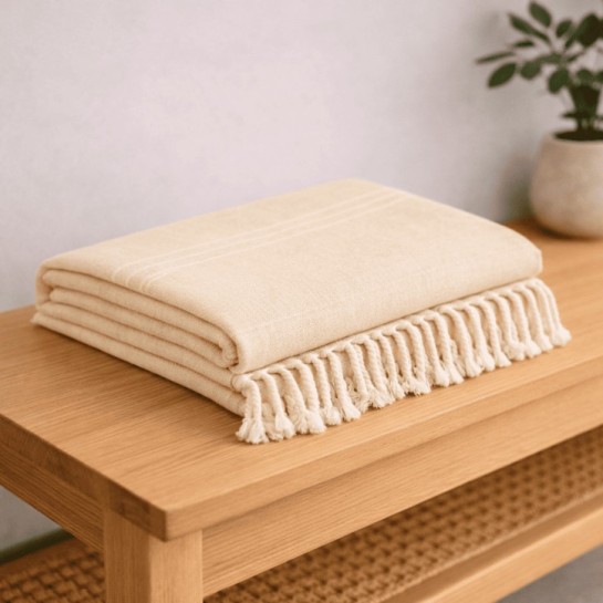 Plaid Foulard Multiusos para sofá y cama con flecos