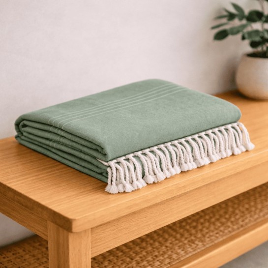 Plaid Foulard Multiusos para sofá y cama con flecos