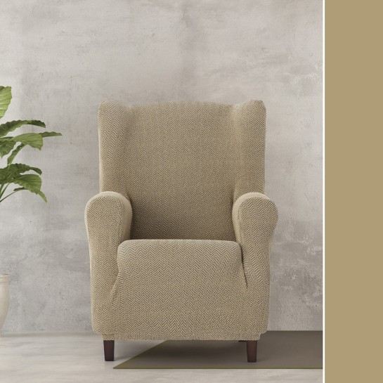Funda Superelástica para Sillón Orejero Modelo Jaz – Elegancia Moderna con Chevron