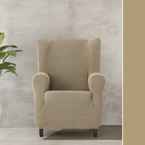 Funda Superelástica para Sillón Orejero Modelo Jaz – Elegancia Moderna con Chevron