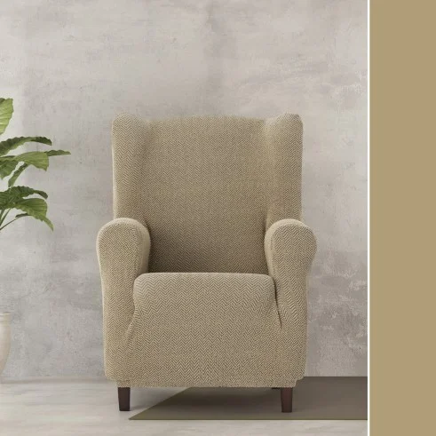 Funda Superelástica para Sillón Orejero Modelo Jaz – Elegancia Moderna con Chevron