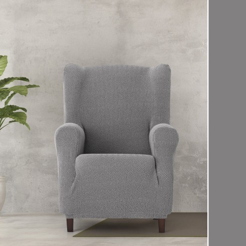 Funda Superelástica para Sillón Orejero Modelo Jaz – Elegancia Moderna con Chevron