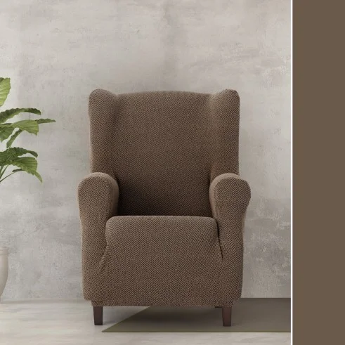 Funda Superelástica para Sillón Orejero Modelo Jaz – Elegancia Moderna con Chevron