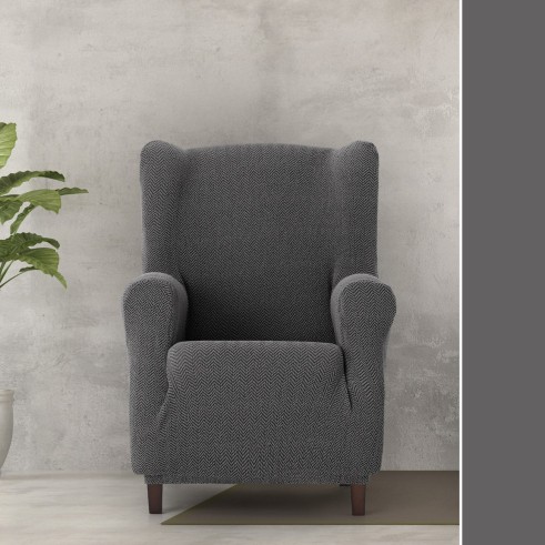Funda Superelástica para Sillón Orejero Modelo Jaz – Elegancia Moderna con Chevron