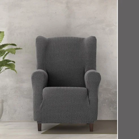 Funda Superelástica para Sillón Orejero Modelo Jaz – Elegancia Moderna con Chevron