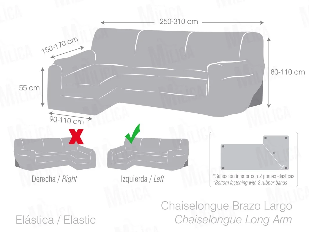 Funda elástica para chaise longue modelo Aquiles Funda elástica para chaise longue modelo Aquiles