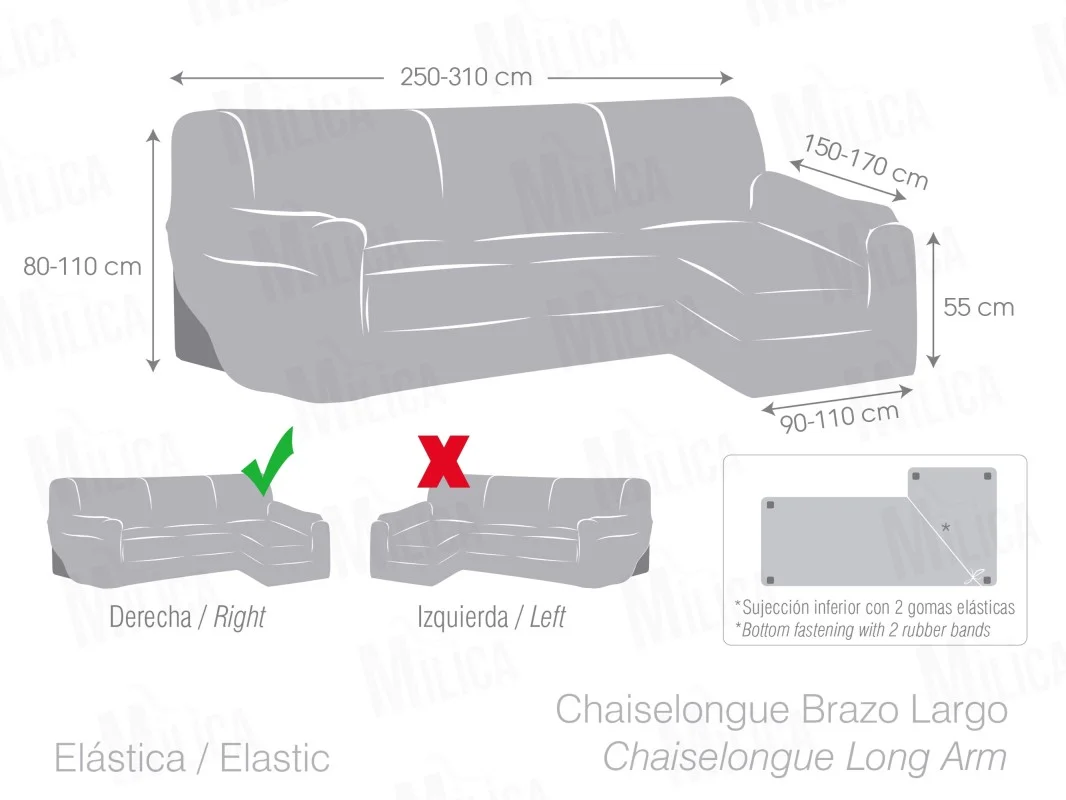 Funda elástica para chaise longue modelo Aquiles Funda elástica para chaise longue modelo Aquiles