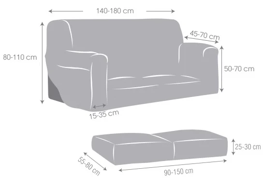 Funda bielástica 2 piezas para sofá modelo Dorian