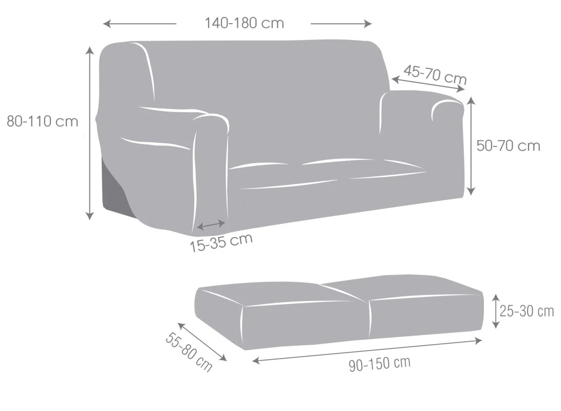 Funda bielástica 2 piezas para sofá modelo Dorian Funda bielástica 2 piezas para sofá modelo Dorian