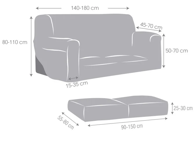 Funda bielástica 2 piezas para sofá modelo Dorian – Ajuste Impecable y Comodidad