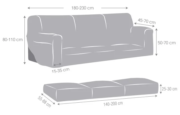 Funda bielástica 2 piezas para sofá modelo Dorian
