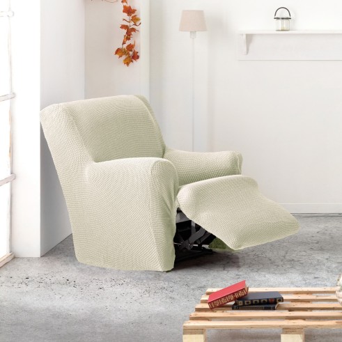 Funda bielástica para sillón relax pies juntos Cora | Cobertura total con diseño elegante